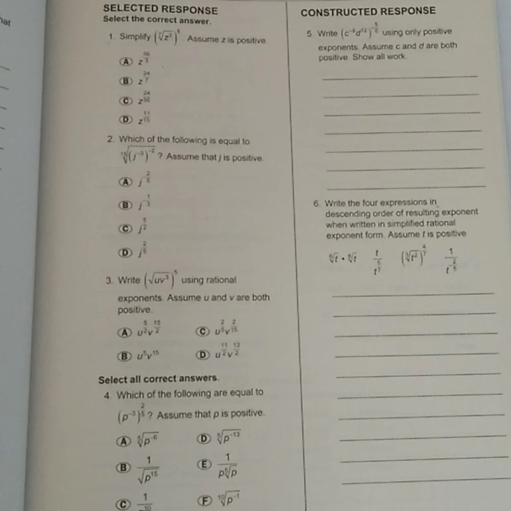 D- New Common Core Assessment Readiness - Algebra 1